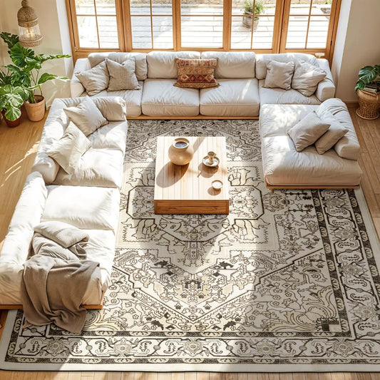 Shilucheng Neutral Vintage Sisal Indoor Area Rug - Absorbent, Soft, Non-Shedding, Durable, Machine Washable, Decorative for Bedroom, Room Decor & House Decor