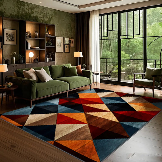 Imitation Cashmere Geometric Pattern, Modern Art-Style Digital Printed Carpet, Comfortable And Beautiful, Versatile Decoration, Living Room, Sofa Mat, Door Mat, Bedroom, Outdoor Use, Shopping Malls, Cafes, Machine Washable