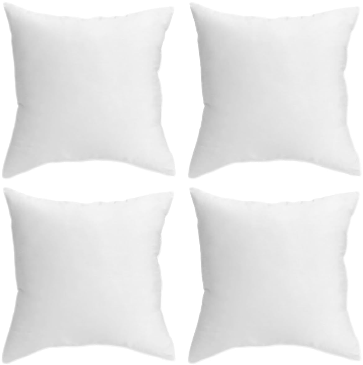 QUBA LINEN Throw Pillow Insert - Pack of 4 White, Down Alternative Pillow Inserts for Decorative Pillow Covers, Throw Pillows for Bed, Couch Pillows for Living Room (12" x 12" (Pack of 4))