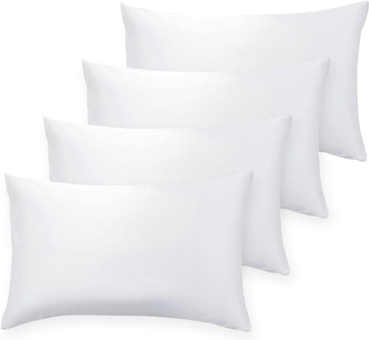 QUBA LINEN Throw Pillow Insert - Pack of 4 White, Down Alternative Pillow Inserts for Decorative Pillow Covers, Throw Pillows for Bed, Couch Pillows for Living Room (12" x 12" (Pack of 4))