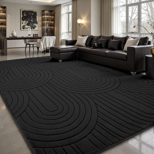 FAMVAL Pet-Friendly Fluffy Area Rug - Fuzzy Floor Shaggy Rug with Geometric Design Tree Ring Jacquard, Soft Thick Modern Carpet for Living Room, Bedroom, Household Items & Room Decor