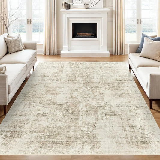 Art&Tuft Washable Abstract Block Styled Indoor Area Rug - Anti-Slip Backing, Stain-Resistant, Soft-Step Modern Minimalist Rug for Living Room, Bedroom Decor, Room Accessories