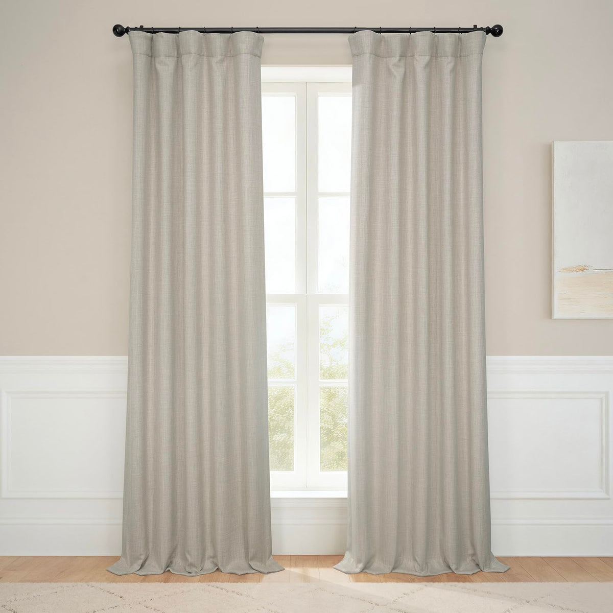 Faux Linen Curtains for Living Room (1 Panel) - 50W X 108L, Birch Taupe