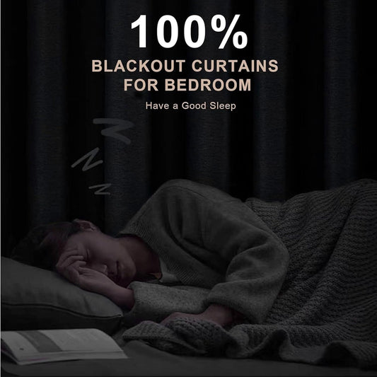 INOVADAY 100% Blackout Linen Curtains for Bedroom 50x84 Inches Cream