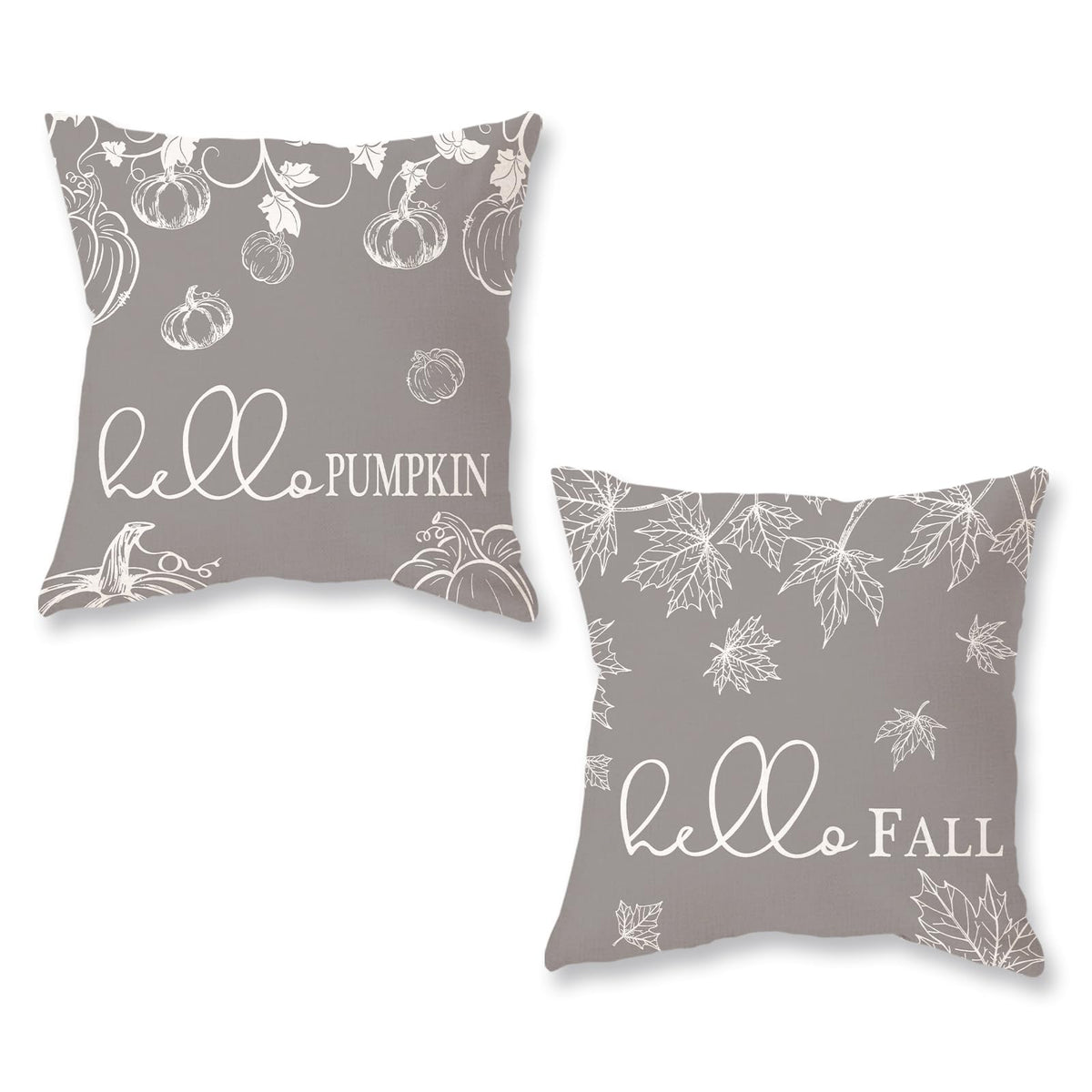 ONWAY Fall Throw Pillow Covers 12x20 Set of 2 Hello Fall Pumpkin Orange
