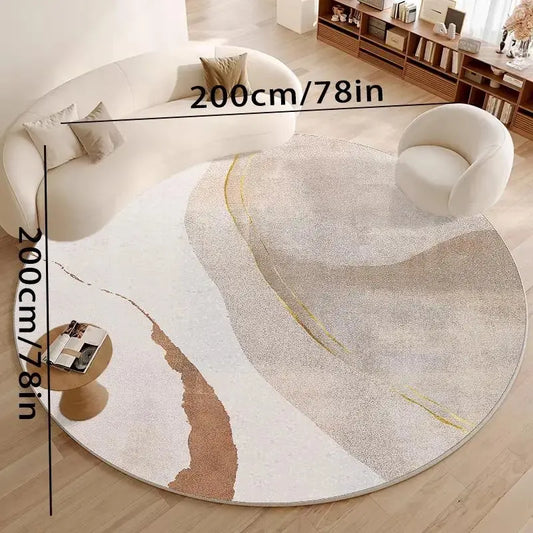 Round Geometric Pattern Rug, Non-slip Soft Floor Mat, Decorative Carpet for Home Living Room Bedroom, Foldable & Washable Floor Mat, Abstract Styled Rug, Modern Minimalist Rug, Geometric Graphic Rug, Geometric Design Rug, Abstract Area Rugs