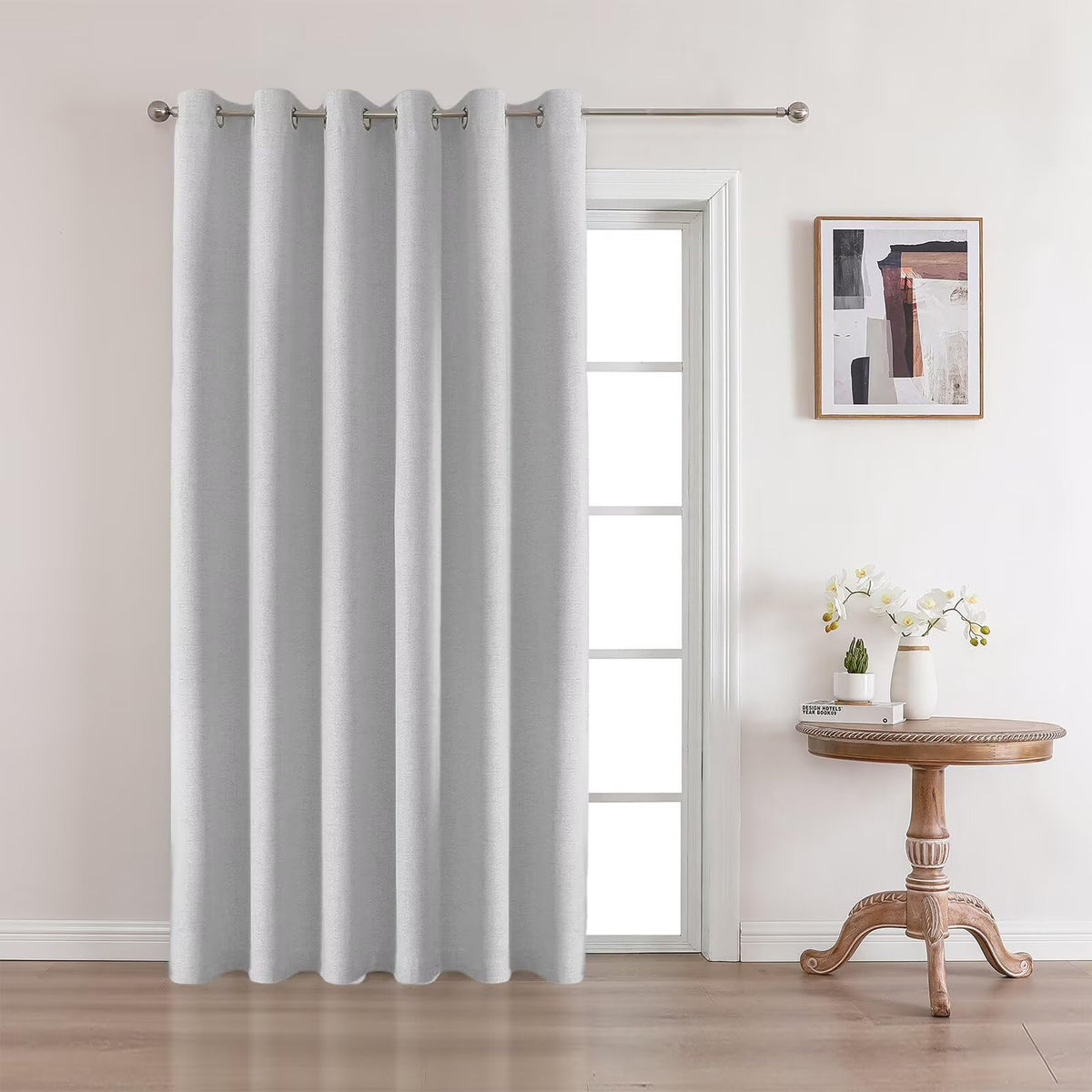 CUCRAF 100% Blackout Window Curtains 84 inches Long 2 Panels Set, Faux Linen Look Thermal Insulated Grommet Drapes, Room Darkening Curtain for Bedroom Living Room(W52 x L84 Inch, Light Khaki)