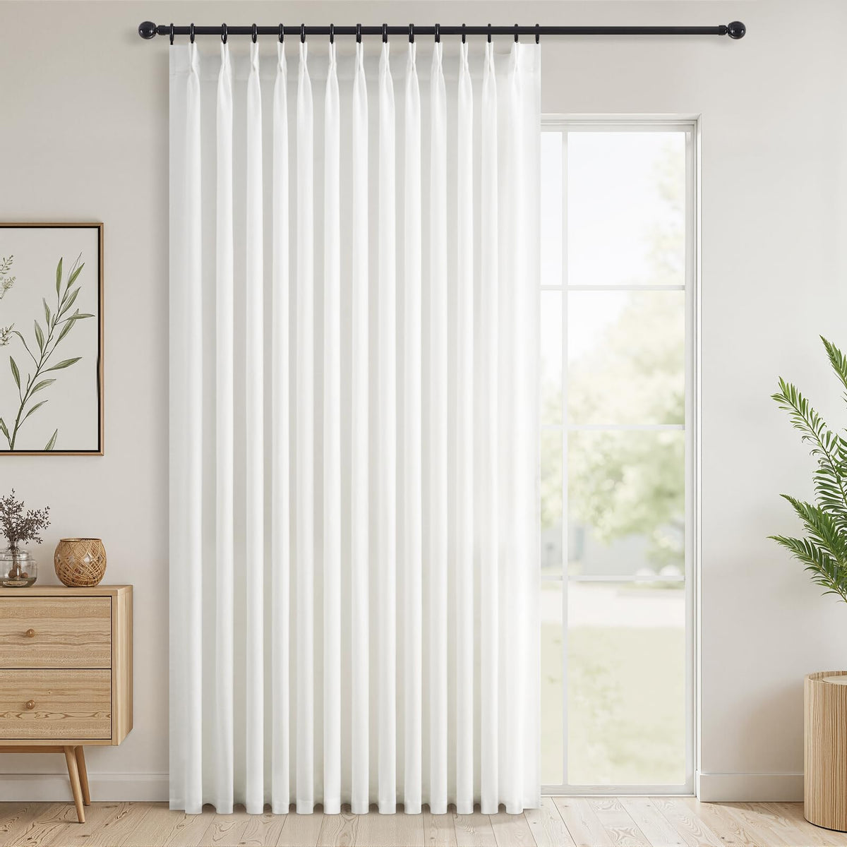 Topfinel Oatmeal Beige Pinch Pleated Curtains 84 Inches Long for Living Room 2 Panels Sets,Stone Washed Linen Earth Tone Decor Back Tab Boho Neutral Greige Earthy Sheer Curtain for Bedroom