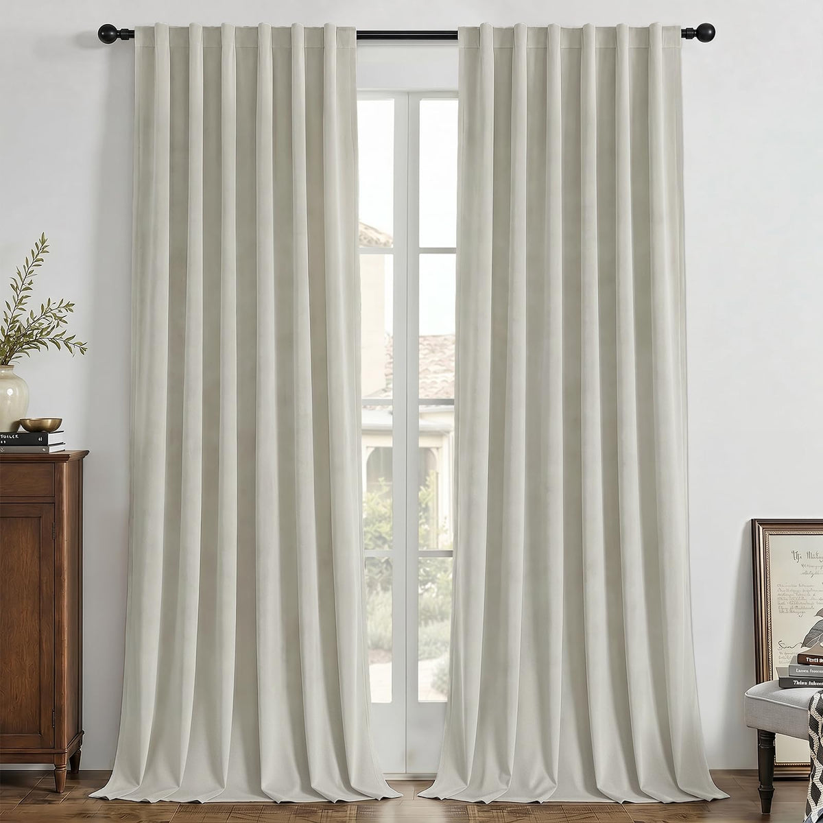Joydeco Velvet Blackout Curtains 84 Inch Length 2 Panels, Black Out Curtains for Bedroom Living Room, Thermal Insulated Luxury Heavy Duty Drapes, Heat & Light Blocking, Back Tab&Rod Pocket,52"W x 84"L