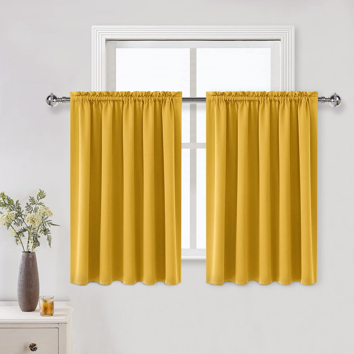 DWCN Blackout Curtains for Bedroom Living Room 42 x 63 Inch Long Black