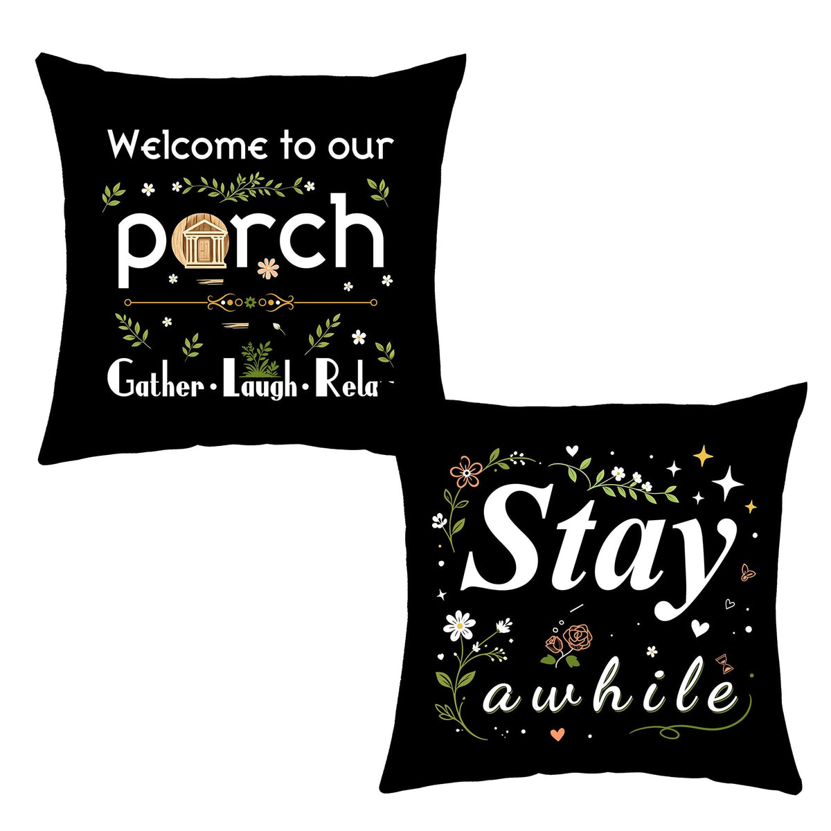 Halloween Decor Gifts Throw Pillow Covers 18x18 Set of 4 Boo Cat Ghost Pumpkin Decorative Pillow Covers Spooky Cushion Case Decoration for Famly Farmhouse Sofa Couch (Halloween)