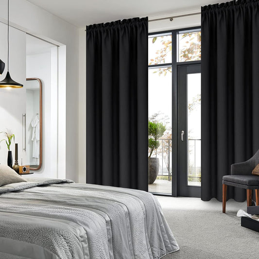DWCN Blackout Curtains for Bedroom Living Room 42 x 63 Inch Long Black