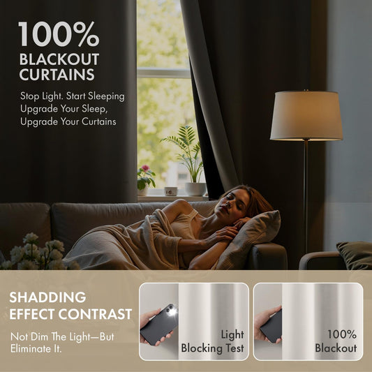 MIULEE Cream 100% Blackout Curtains for Bedroom 40x63 Inch Long