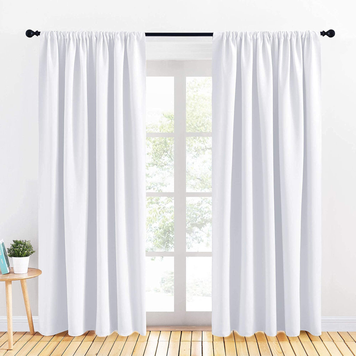 PONY DANCE Black Out Curtains 72 inch Long, Black, 2 Panels