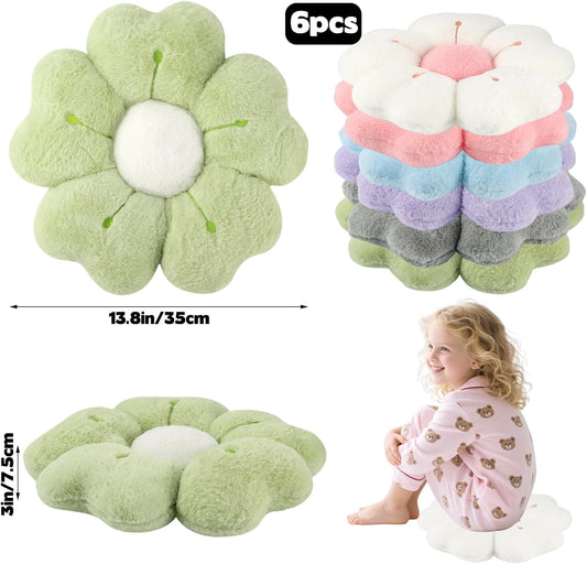 YEXEXINM 6 PCS Daisy Flower Shaped Throw Pillow, Cute Floor Cushion Seating Decorative Soft Plush 3D Floral Cushion for Couch, Bed, Sofa, Chair & Home Decor (Multicolored, 14 Inch)