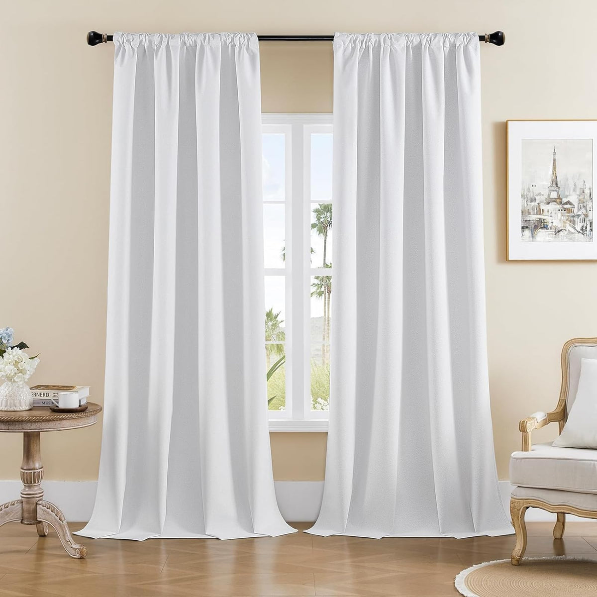 Joydeco Blackout Curtains for Bedroom, Black out curtains 96 inch long 2 Panels, Long Black Drapes with Rod Pocket Back Tab, Room Darkening Noise Reducing & Wrinkle-Free Drapes for Living Room Windows