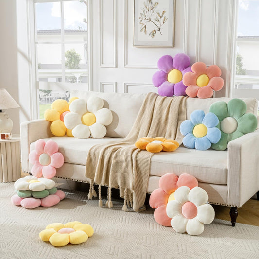 Flower Pillow,15.75" Daisy Pillow White Decorative Pillows