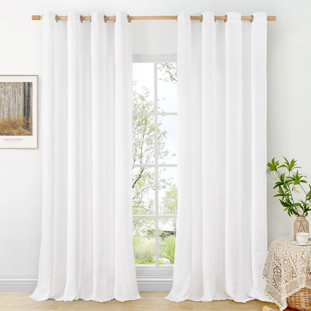 BGment Oatmeal Linen Curtains 84 Inch Length 2 Panels Set for Living Room