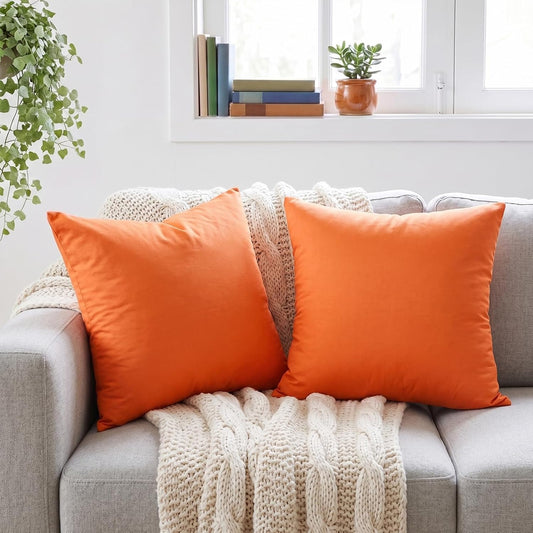 Thmyo 4-Pack 100% Cotton Solid Decorative Throw Pillow Case 18x18 Orange
