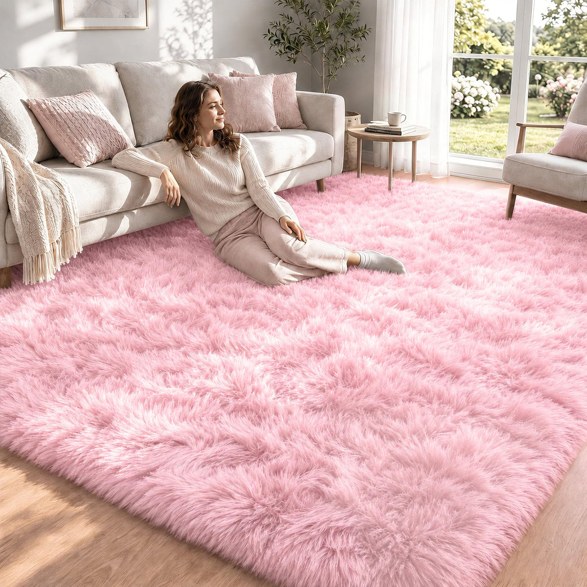 8x10 Area Rugs for Living Room: Soft Black Fluffy Rug Shag Washable Rug Plush Fuzzy Indoor Carpet for Bedroom Nursery Playroom Girls Boys Kids Room (Black, 8'x10')