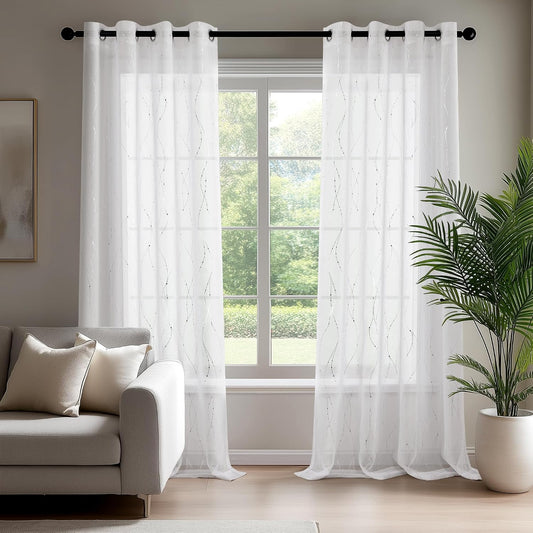 Deconovo Light Filtering Sheer Curtains 72 Inches Long for Living Room