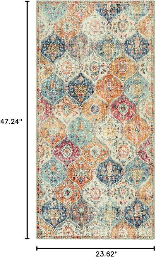 Lahome Moroccan Kitchen Rugs Non Slip Washable, 2x4 Rugs for Entryway