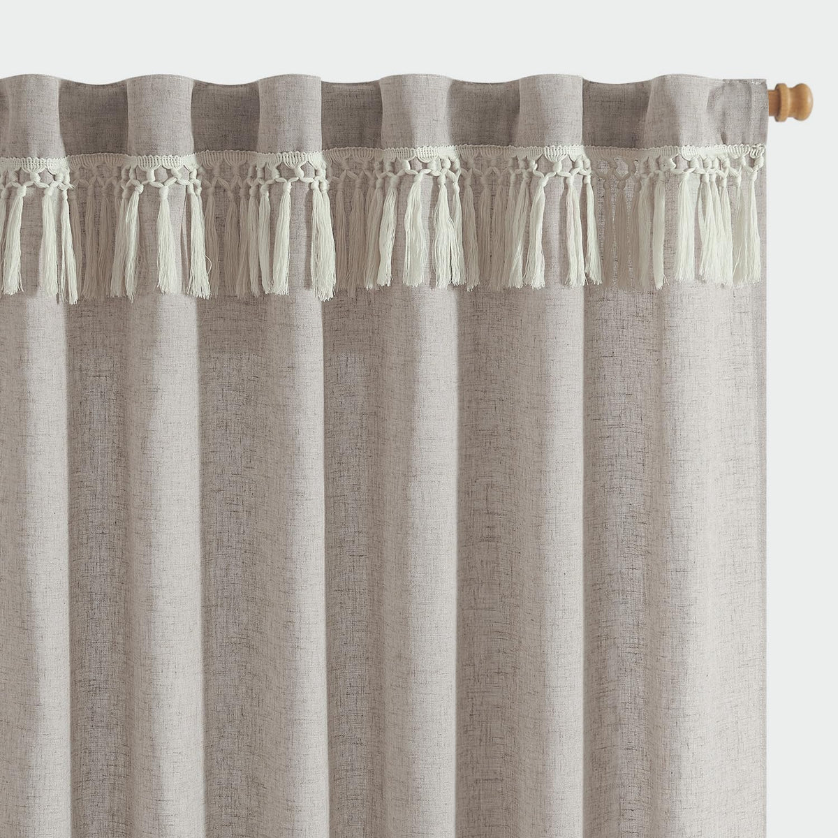 jinchan Linen Curtains Light Filtering Back Tab 50x96 Inch 2 Panels Beige