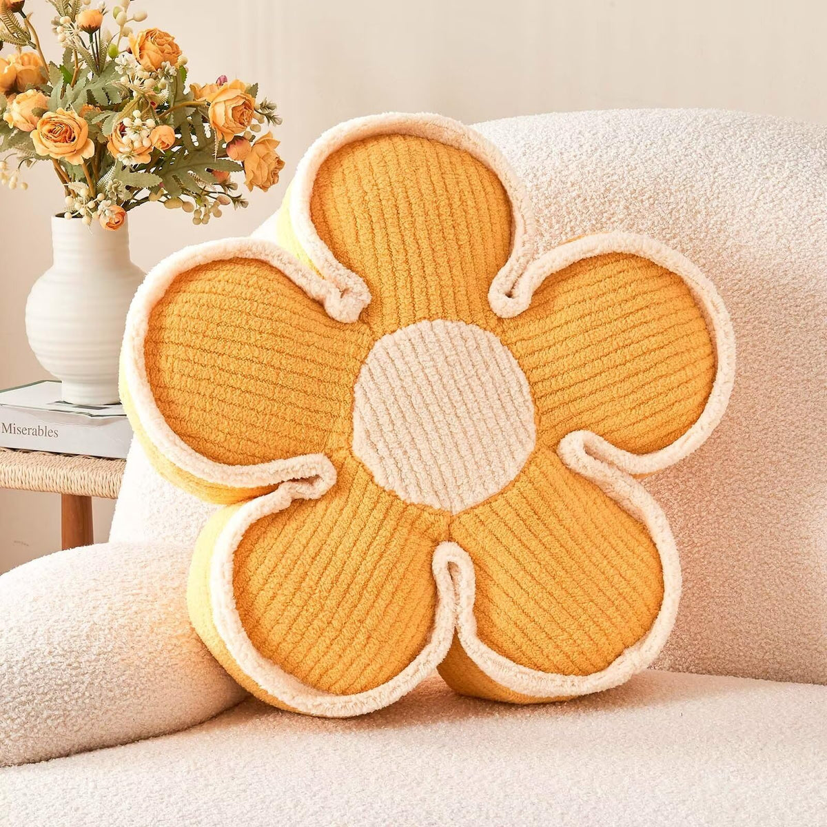 Kcvvcr Flower Pillow, Soft Flower Decorative Throw Pillow, Cute Daisy Flower Shaped Seating Floor Cushion Room Décor Plush Pillows for Sofa Couch Bed (13.7 Inch, Sage Green)