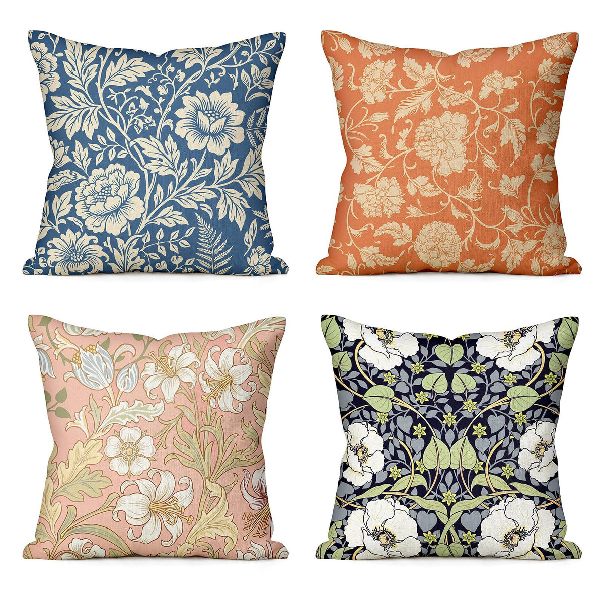 Tudomro Set of 4 Hydrangea Floral Pillow Covers 18 x 18 Inches