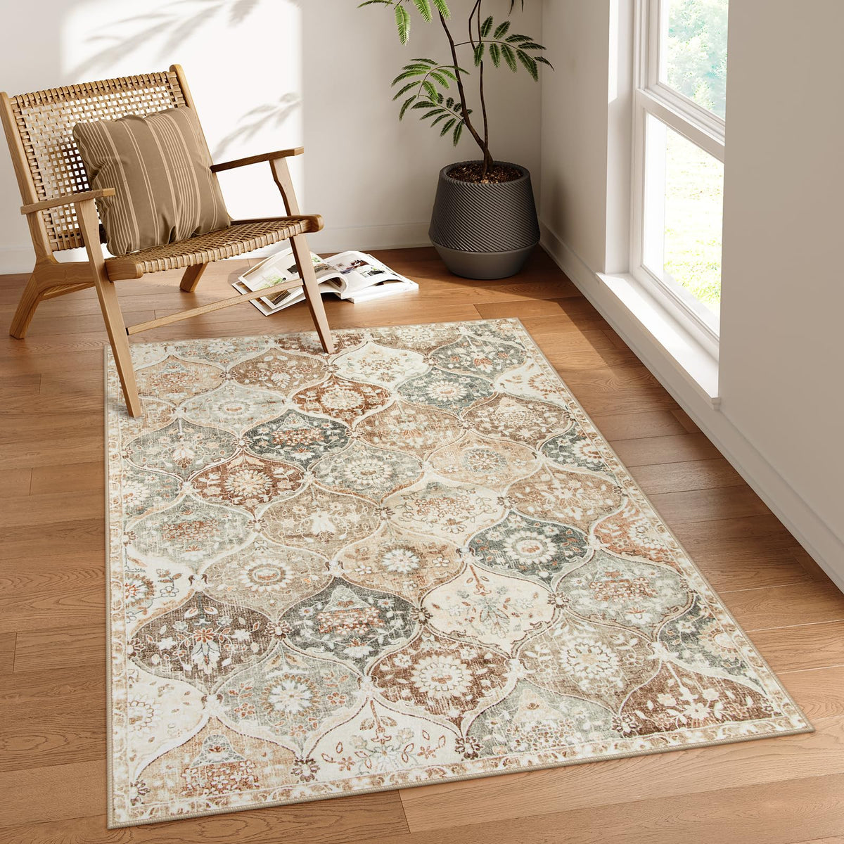 Lahome Moroccan Kitchen Rugs Non Slip Washable, 2x4 Rugs for Entryway