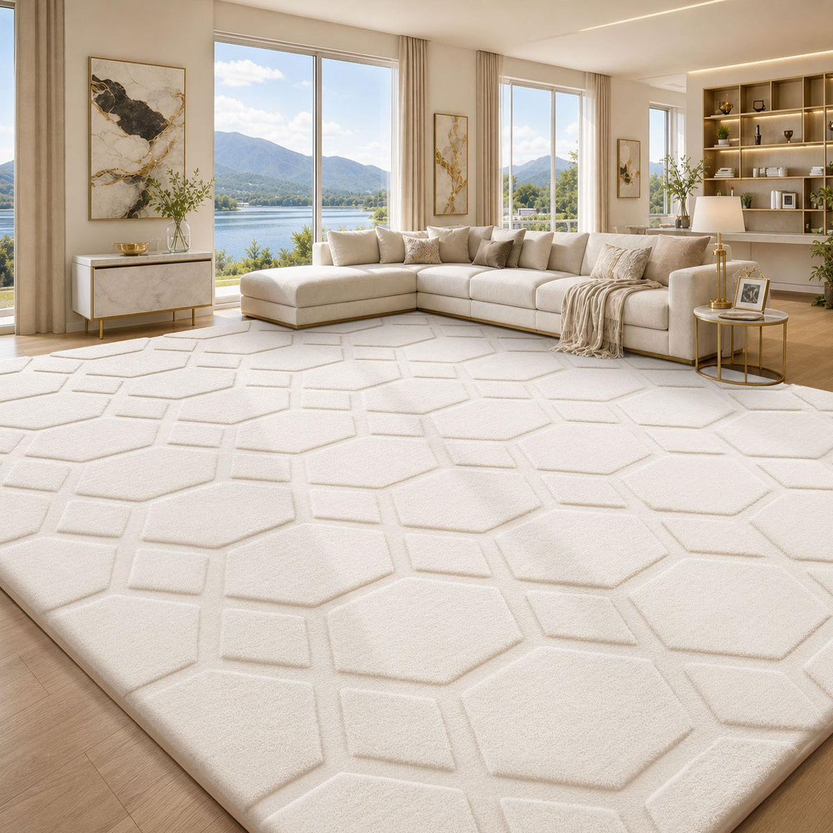 Sour Lemon 8x10 Area Rugs for Living Room Bedroom, Large Carpet Grey Rug