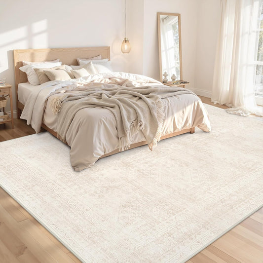 8x10 Area Rugs Living Room: Bedroom Neutral Washable Carpet Beige