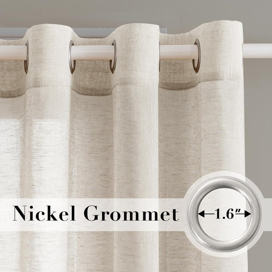 H.VERSAILTEX Natural Linen Sheer Curtains 84" 2 Panels Grommet