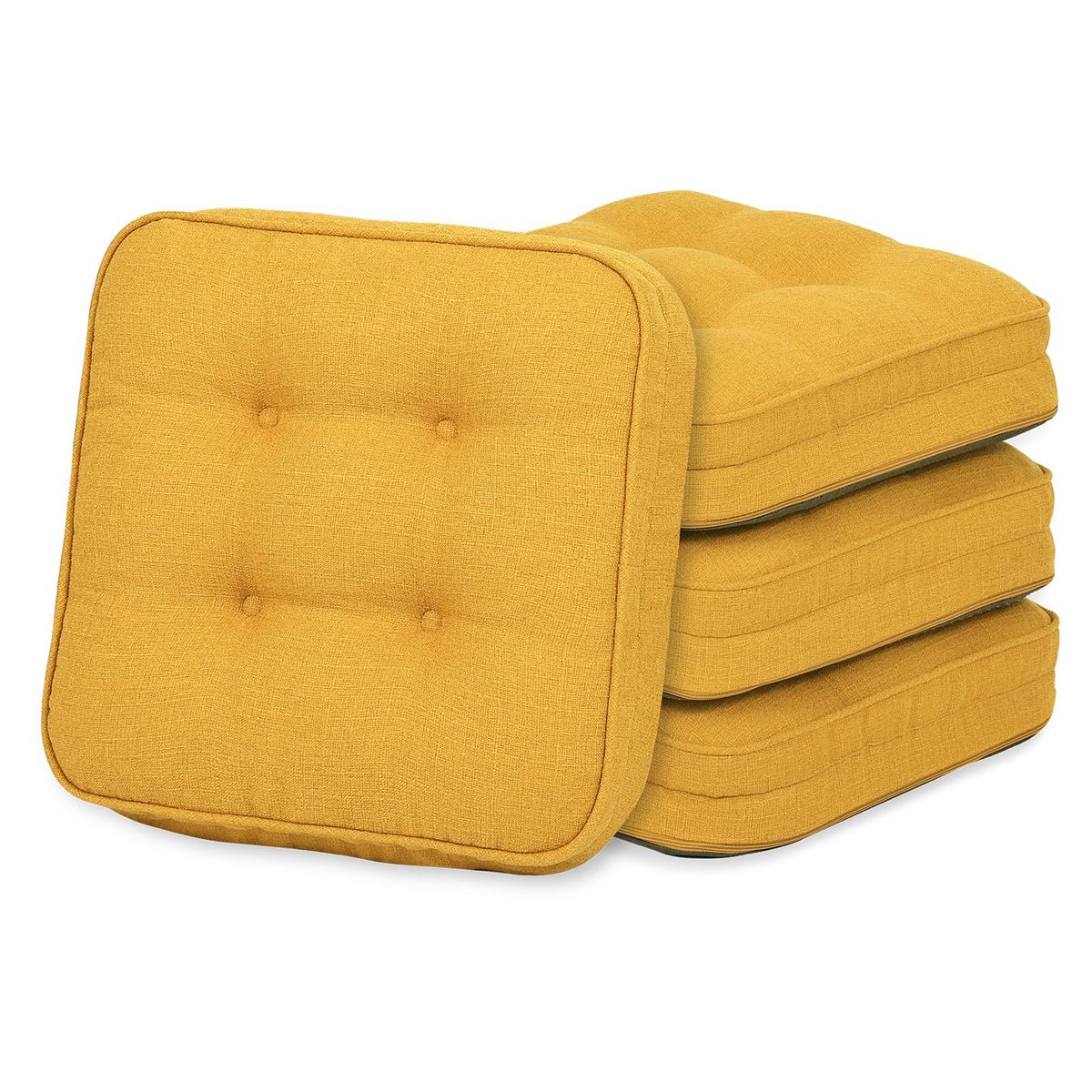 GOFORIT Chair Cushions,Tufted Shredded Memory Foam Chair Pads, Non-Slip Seat Cushions with Removable Cover, 16'' x 16'', Beige