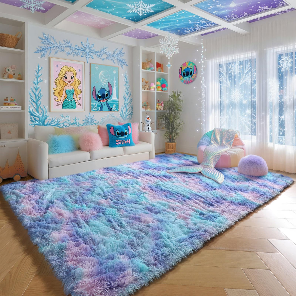 Fluffy Grey Rug for Bedroom 4x6, Modern Area Rugs for Kids Room Living Room