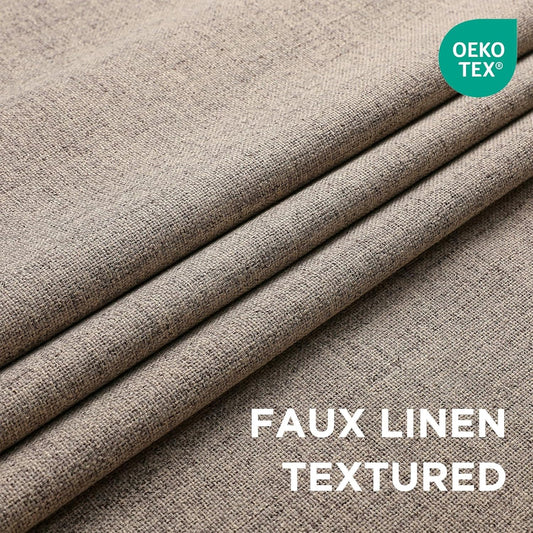 CUCRAF 100% Blackout Window Curtains 84 inches Long 2 Panels Set, Faux Linen Look Thermal Insulated Grommet Drapes, Room Darkening Curtain for Bedroom Living Room(W52 x L84 Inch, Light Khaki)
