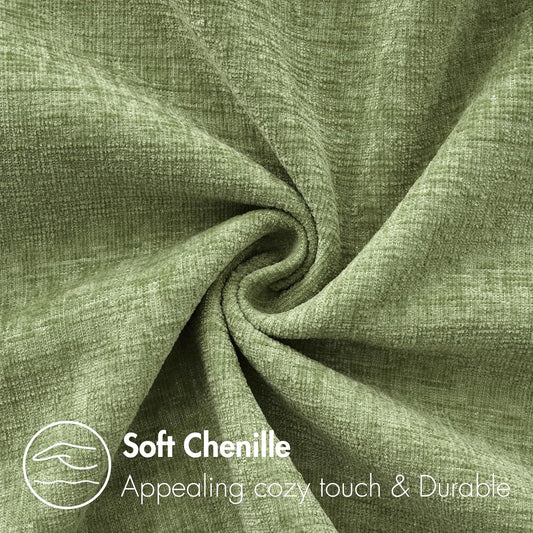 MIULEE Soft Chenille Throw Pillow Covers Sage Green 18x18 Inch Pack of 2