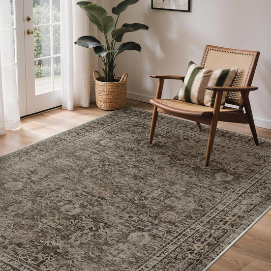 GENIMO 8x10 Washable Area Rugs for Living Room, Non Slip, Taupe Brown