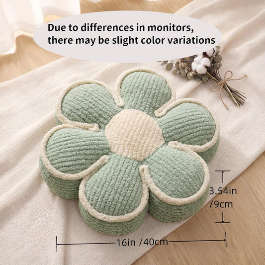 Flower Pillow 16" Sage Green Cute Daisy Decorative Throw Pillows for Bed