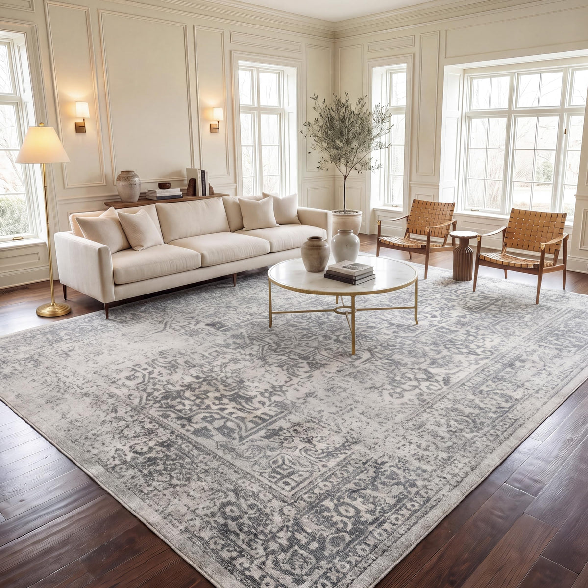 SAFAVIEH Evoke Area Rug 9x12, Large Ivory & Taupe EVK256E