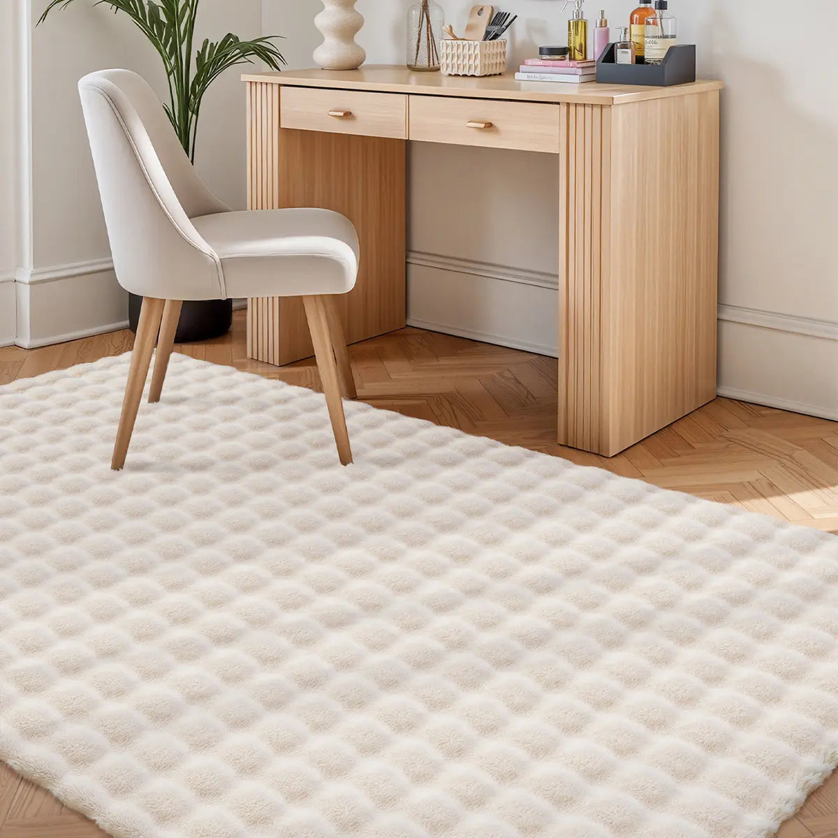 LUMI Soft Fluffy Bedside Rug – Modern Plush Shaggy Carpet, Non-Slip Floor Mat for Bedroom, Bay Window & Living Room Home Decorative Rugs