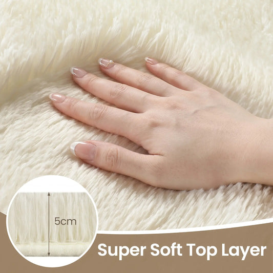 FAMVAL Large Decorative Super Soft Wrinkle Resistant Rug for Bedroom, Long Plush Non-Slip Area Rug, Modern Cozy Room Decor for Dorm Apartment Kids Room