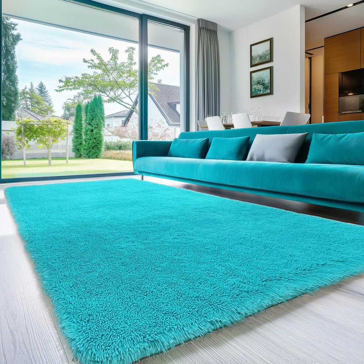 FAMVAL Long Hair Fluffy Home Decor Rug - Super Soft Non-Slip Modern Rectangular Living Room Rug, Cozy Vibes Carpet for Bedroom Nursery