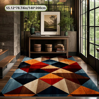 Imitation Cashmere Geometric Pattern, Modern Art-Style Digital Printed Carpet, Comfortable And Beautiful, Versatile Decoration, Living Room, Sofa Mat, Door Mat, Bedroom, Outdoor Use, Shopping Malls, Cafes, Machine Washable