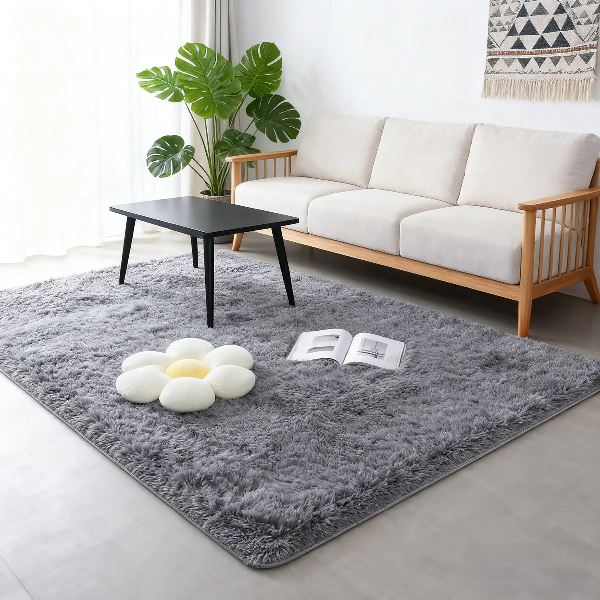 BEPATIO Fluffy Furry Shag High Pile Area Rug - Shaggy Cozy Decorative Floor Mat, Durable Modern Indoor House Decor Rugs for Bedroom