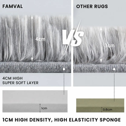 FAMVAL Long Hair Fluffy Home Decor Rug - Super Soft Non-Slip Modern Rectangular Living Room Rug, Cozy Vibes Carpet for Bedroom Nursery