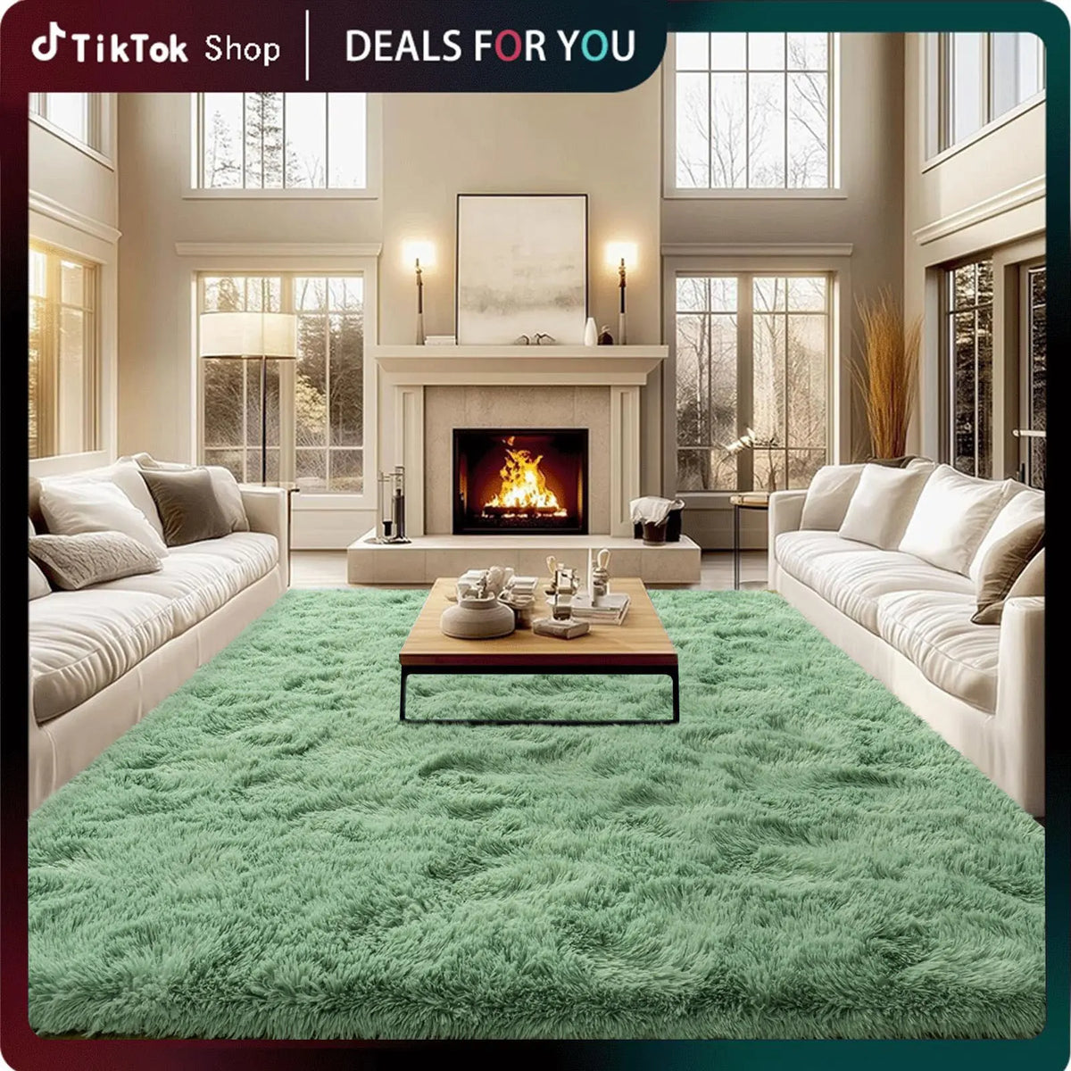 Rezutan Polyester Fluffy Non-Slip Shag Area Rug, Large Soft Unisex Household Item for Living Room & Bedroom, Aesthetic Home Decor, Room Decor