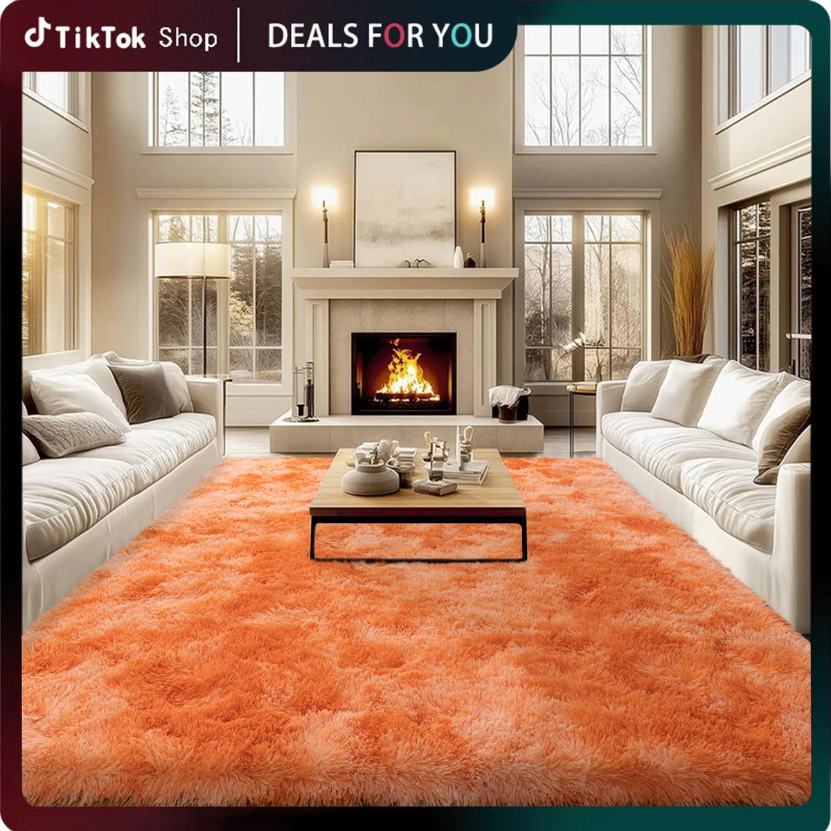 Rezutan Polyester Fluffy Non-Slip Shag Area Rug, Large Soft Unisex Household Item for Living Room & Bedroom, Aesthetic Home Decor, Room Decor