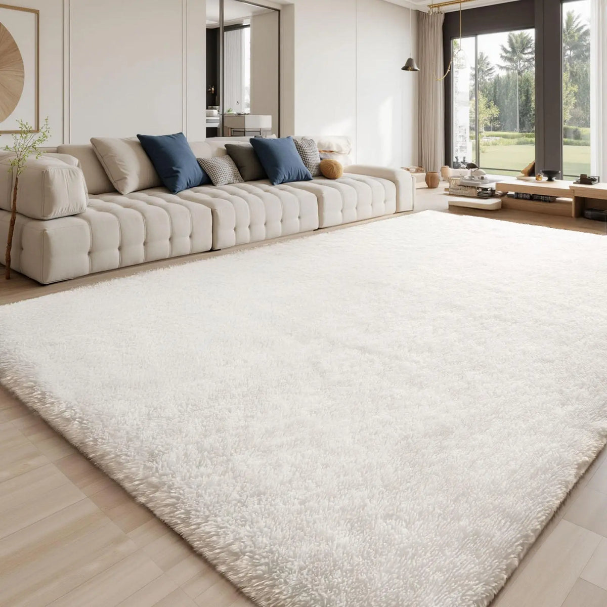 FAMVAL Large Decorative Super Soft Wrinkle Resistant Rug for Bedroom, Long Plush Non-Slip Area Rug, Modern Cozy Room Decor for Dorm Apartment Kids Room