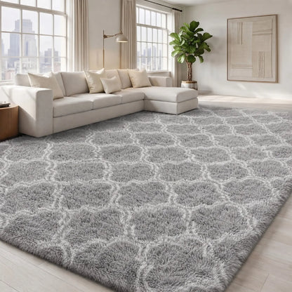 FAMVAL Large Decorative Super Soft Wrinkle Resistant Rug for Bedroom, Long Plush Non-Slip Area Rug, Modern Cozy Room Decor for Dorm Apartment Kids Room